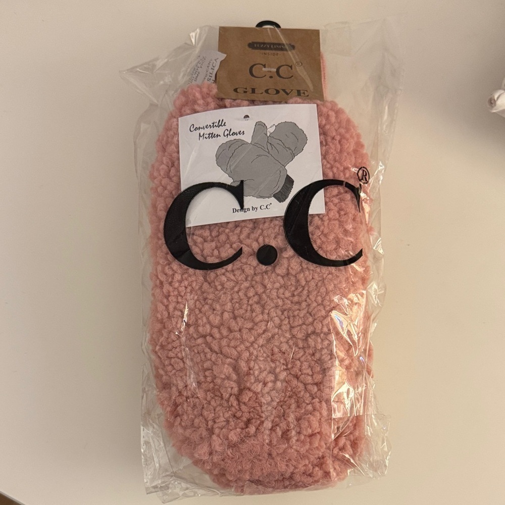 C.C Soft Pink Knit Mittens